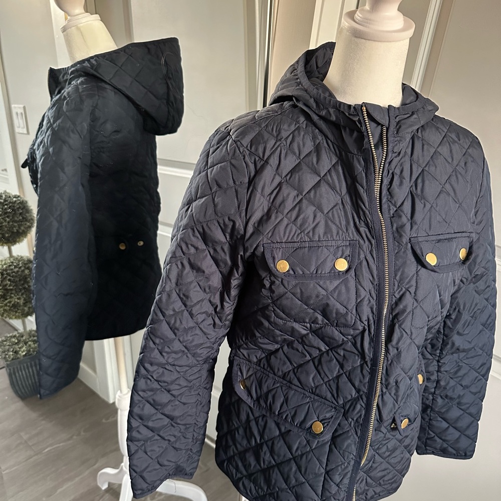 J.Crew Navy Quilted Field Jacket Size XS Like New
